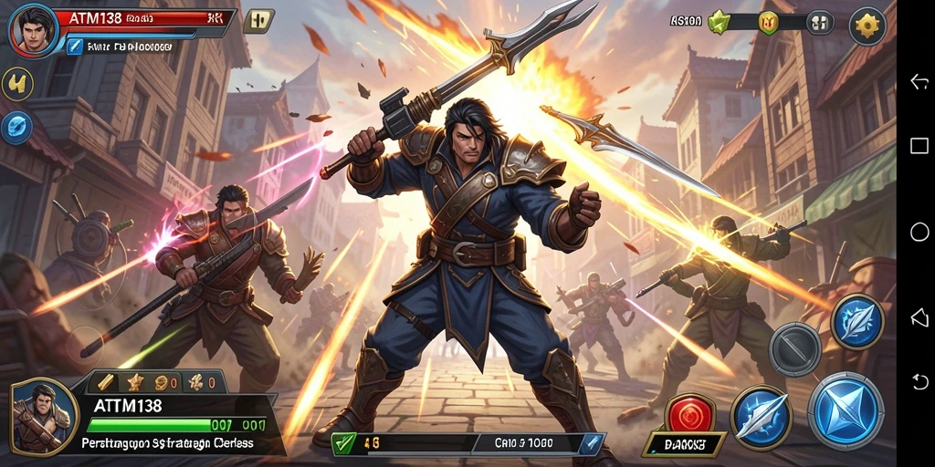 Gameplay ATM138 yang intens dan strategis saat bertarung dengan lawan.